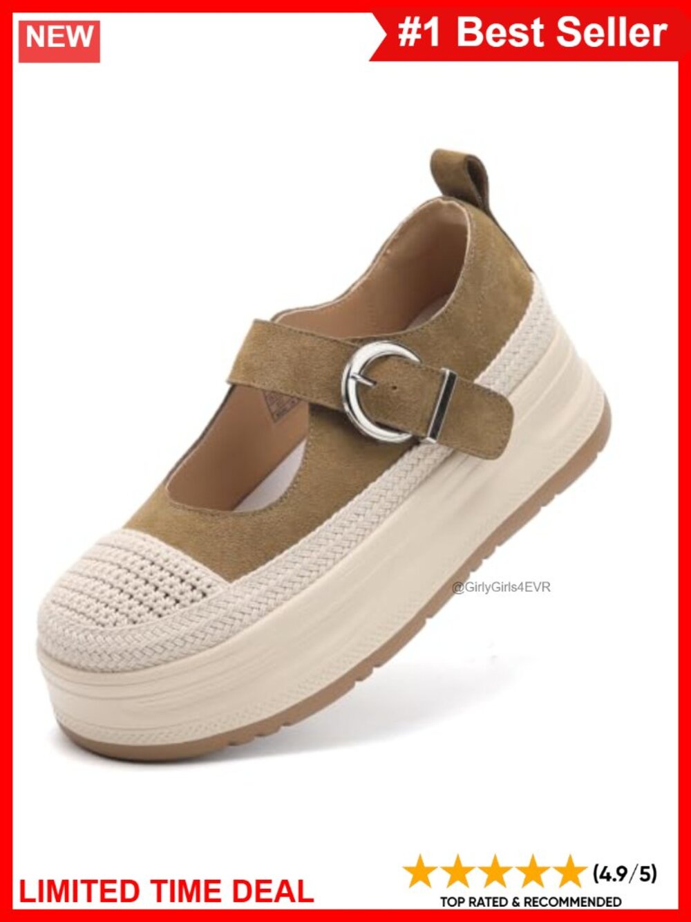 Knit Mary Jane Platform Flats Spli Cowhide Leather Buckle Shoes